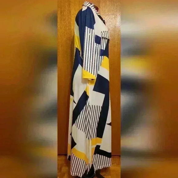 NWOT Sucrefas | Button Front Maxi Dress with Geomatric Print, Ptp 22'' - Picture 5 of 11